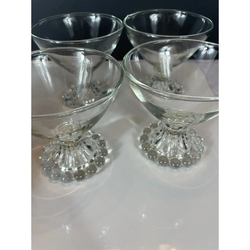 Vtg Anchor Hocking Glasses Berwick Boopie Clear Champagne Tall Sherbet Set 6